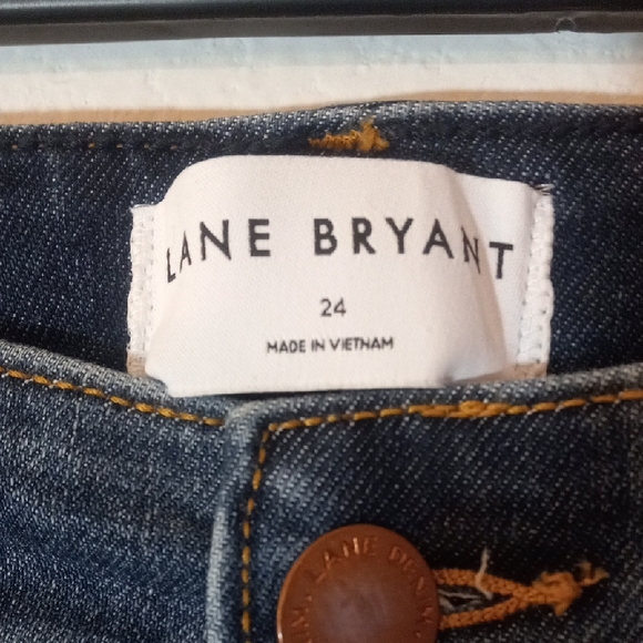 Lane Bryant Dark Blue Distressed Ankle Jeans - Picture 2 of 4